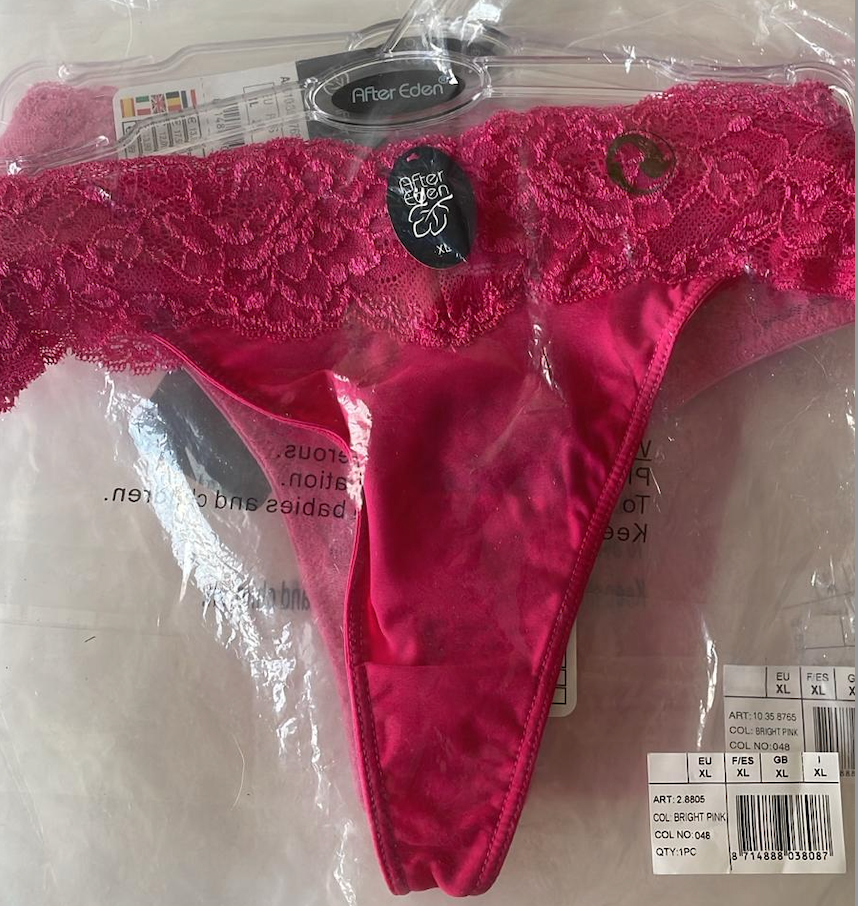 After Eden Lace Trim Thong - Deep Pink