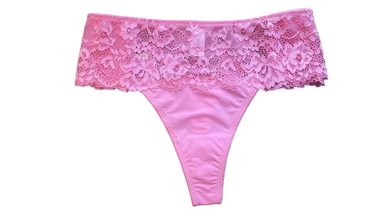After Eden Lace Trim Thong - Soft Pink